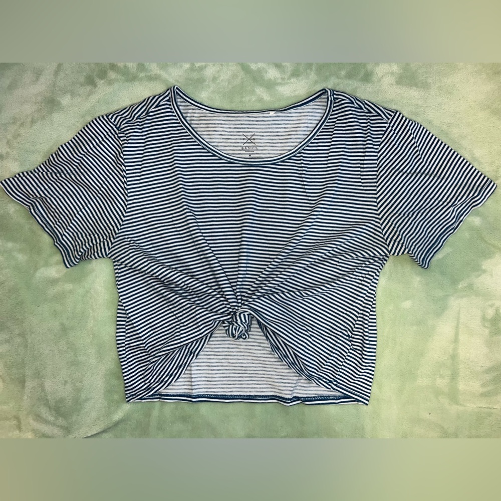 Striped Tie-Front Tee